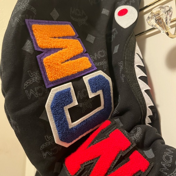 MCM X BAPE MONOGRAM SHARK HOODIE color black size S - Picture 6 of 11